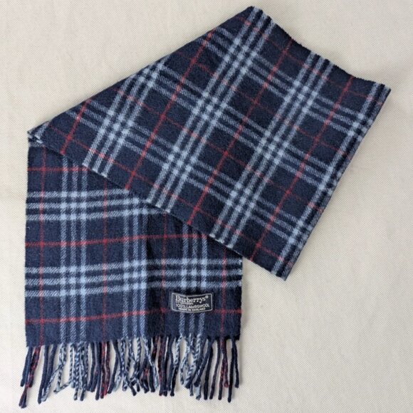 Burberry's Scarf Navy Unisex Lambswool – Classic Check – Authentic – Fast Ship. - Picture 1 of 8